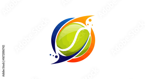 Action-Packed Tennis Match, Players Competing, Tennis Court, Digital Illustration, Dynamic Environment, Bird's Eye View, Sportsmanship Concept