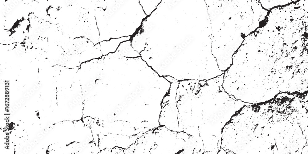 Fototapeta premium Black and White Cracked Grunge Texture Overlay Background