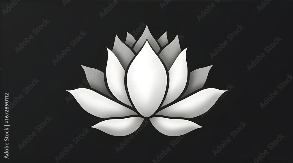 Fototapeta premium White Lotus Flower Illustration on Black Background