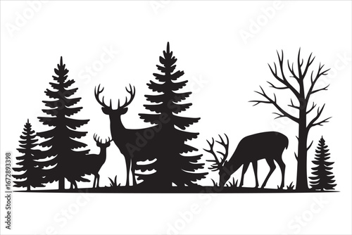 Black Deep Hunting Silhouette Pack – Hunters and Wildlife Vector Set