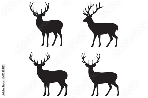 Black Deep Hunting Silhouette Pack – Hunters and Wildlife Vector Set