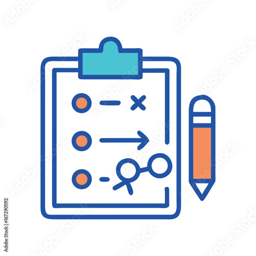 Strategy Clipboard with Pencil Planning and Execution Icon Style