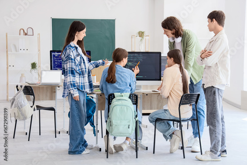 Group of teenage students s...