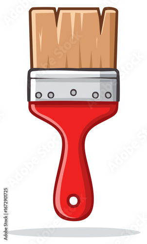 Vibrant red handle paint brush illustration tool for art home improvement and creative work