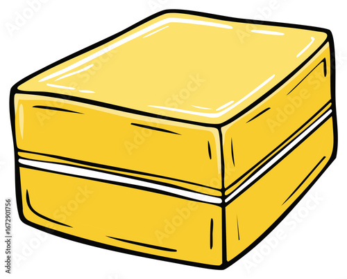 Yellow bar of soap with a clean simple illustration style