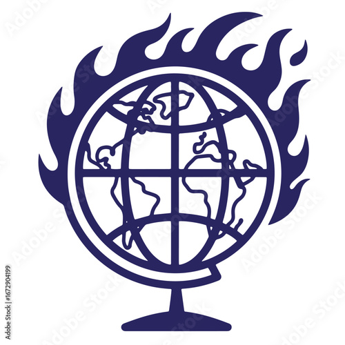Burning globe depicting global warming climate change destruction of planet earth consequences
