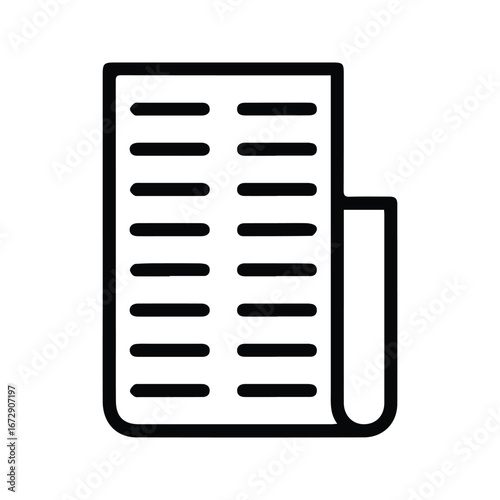 Simple Black Line Icon of a Rolled Newspaper or Document for News and Content Concepts