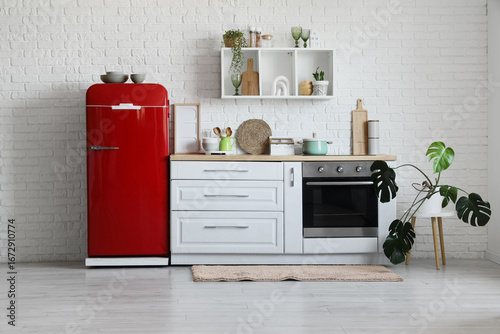 Interior of kitchen with re...