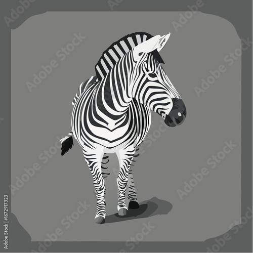 Vector Image: Abstract Isolated Black and White Striped Zebra Portrait on Black Background 15
