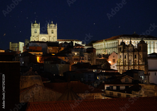 Night city view of Porto, Portugal