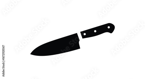 A black silhouette of a kitchen knife with handle