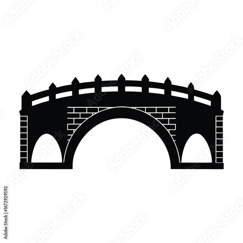 Stone Bridge Silhouette Vector Illustration Free Download on White Background