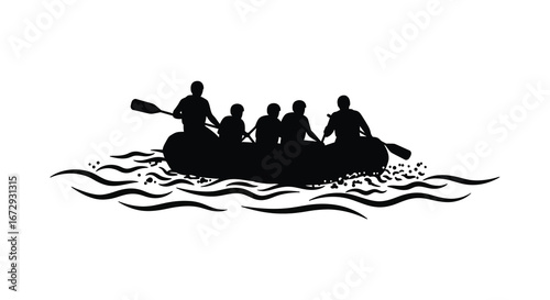 People in a canoe on the water in a group