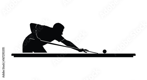 A person playing pool with a cue stick on a table