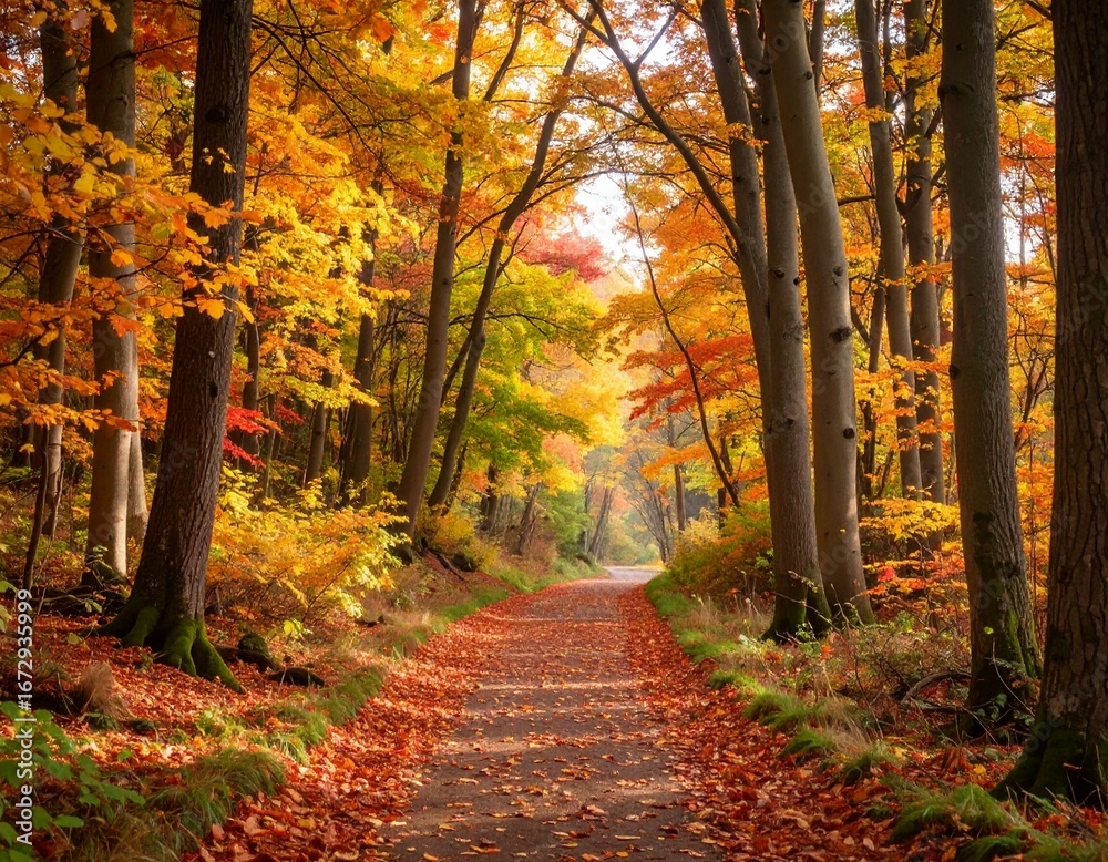 Fototapeta premium Autumn forest with colorful leaves