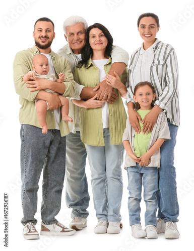 Portrait of big family on w...