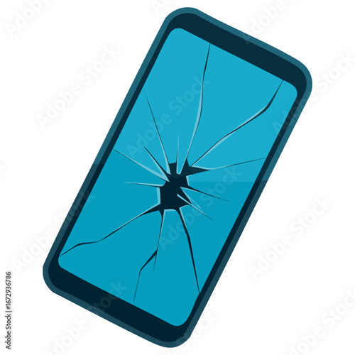 Broken smart phone flat icon vector illustration isolated on white. Perfect for web design, tech repairs, mobile interfaces, and gadget visuals.