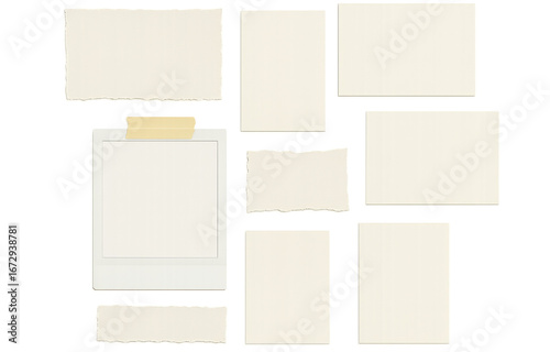 Wallpaper Mural Light beige paper pieces arranged in creative layout, featuring various sizes and shapes, some with torn edges. Ideal for crafting, scrapbooking, or artistic projects Torontodigital.ca