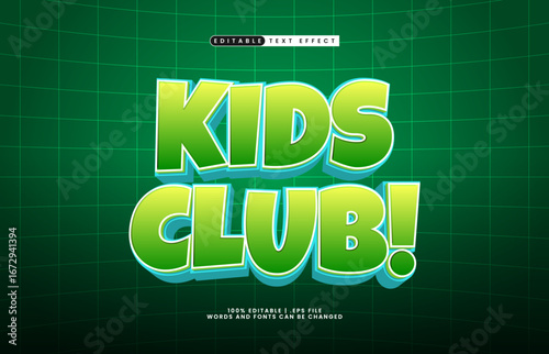 kids club editable text effect with a game and play text effect