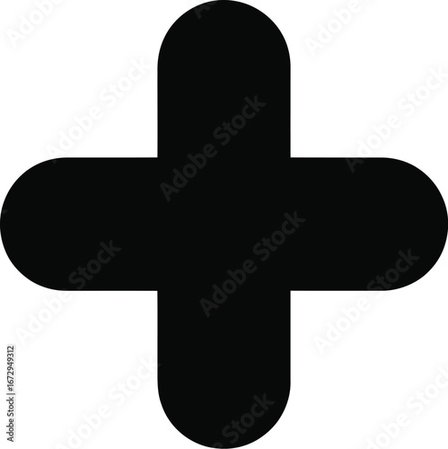 Black rounded cross shape symbol graphic