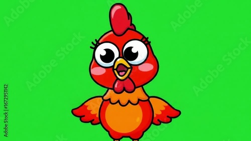 Wallpaper Mural Animated Cartoon Chicken Character on Green Screen Background for Video Compositing Torontodigital.ca