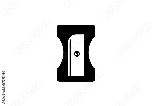 Black and White Pencil Sharpener Icon.