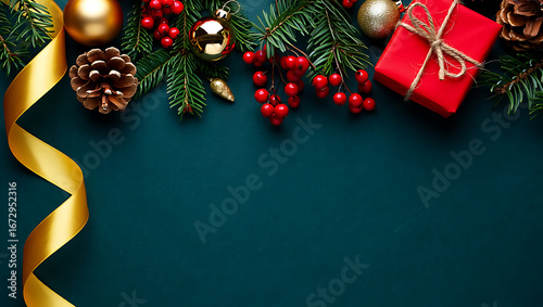 Festive Christmas composition with copy space background