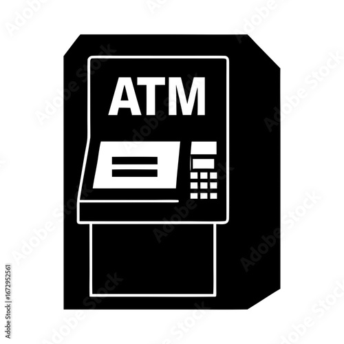 Automated teller machine finance banking cash silhouette vector illustration