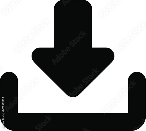 Black arrow pointing down into box download icon upload icon