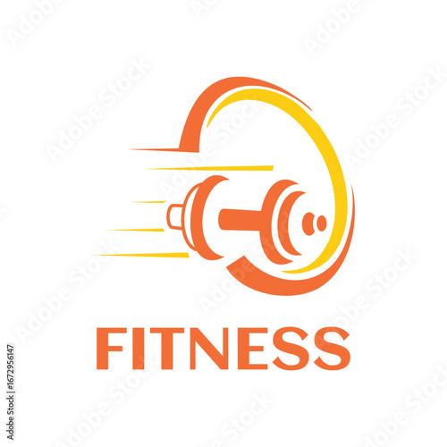 Dumbbell Gym Fitness barbel logo vector with circle design illustration