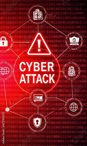 Cyber attack illustration network security concept