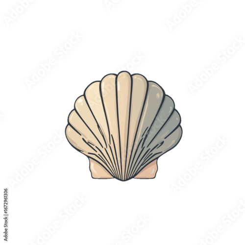 Flat colored sea shell vector illustration