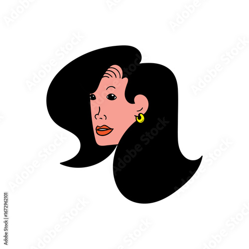 illustration of a woman with thick, charming hair.eps