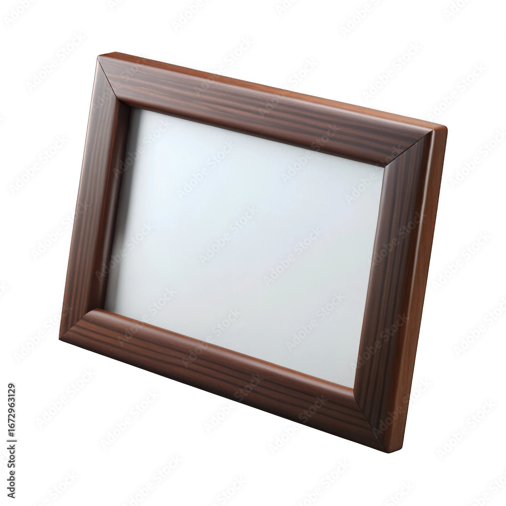 Fototapeta premium 3d wooden picture frame with white insert isolated on transparent background