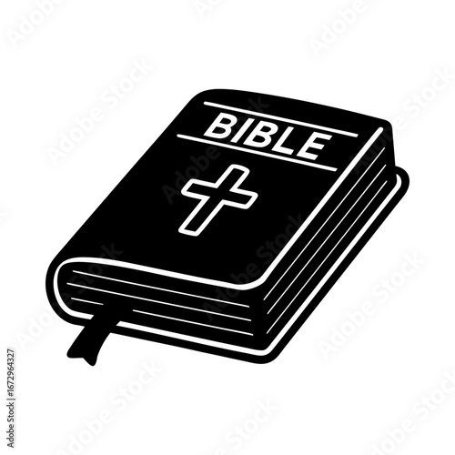 Closed bible book cross christianity religion silhouette vector illustration