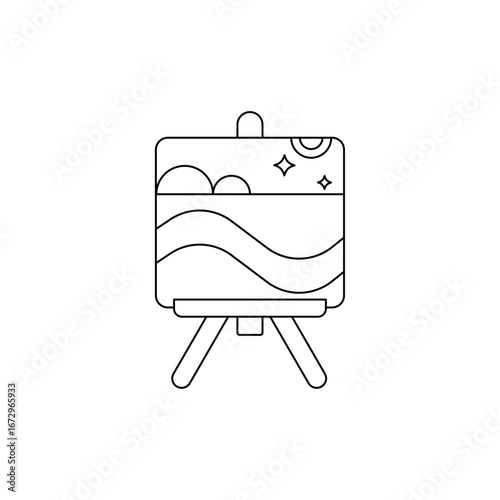 Artistic rendition of a painting on an easel