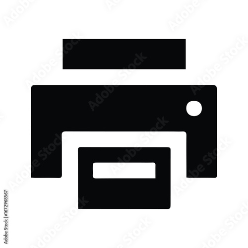 Minimalist Black Vector Icon of a Desktop Printer for Print Output and Document Services