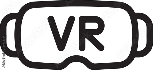 Simple outline icon of vr headset with vr text inside