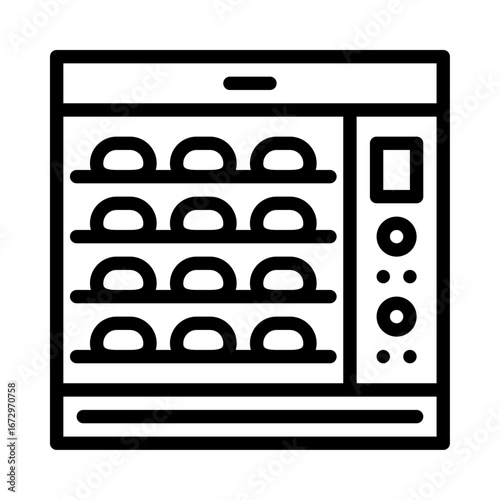 Oven outline icon. Baking Bread black line illustration.