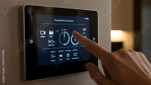 Modern smart home thermostat wall mounted