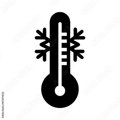 Freezing thermometer cold winter frost temperature silhouette vector illustration