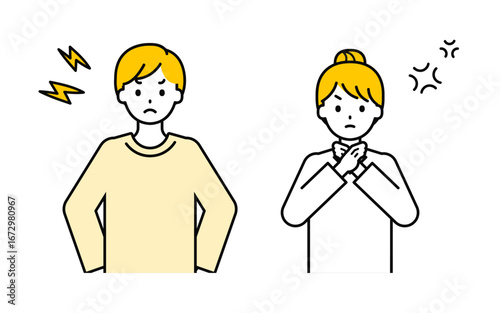 シンプルな大人の男女_怒る