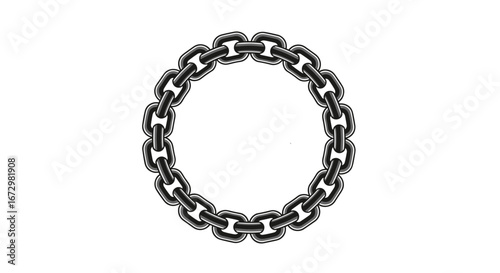 Strong metallic chain links form a powerful circular emblem on white background