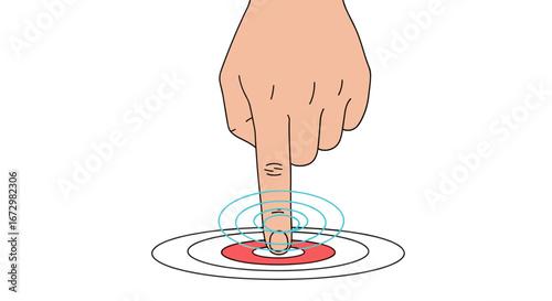 Precise finger touch activating digital target with ripple effect, seamless selection.