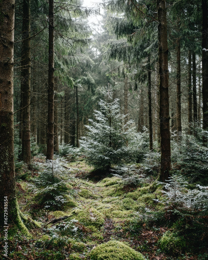 Obraz premium Winter Forest Path With Soft Light