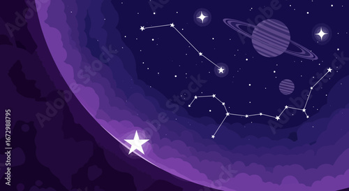 Celestial Bodies in the Night Sky.