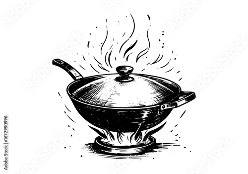 Wok hand drawn vector illustration