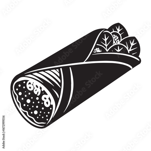 black burrito Silhouette Vector, High Quality Illustration on White Background