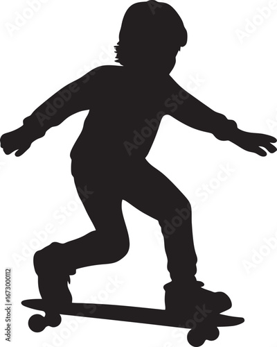 Skateboard player dynamic pose silhouette