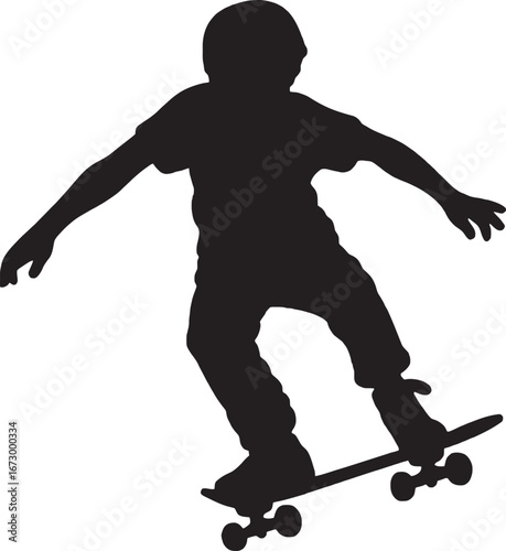 Skateboard player dynamic pose silhouette